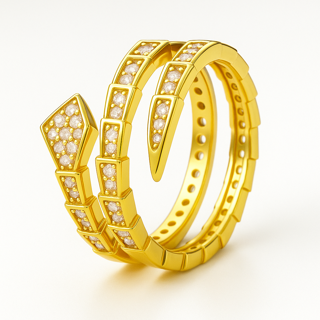 Golden Serpent Ring – Adjustable Luxury Design