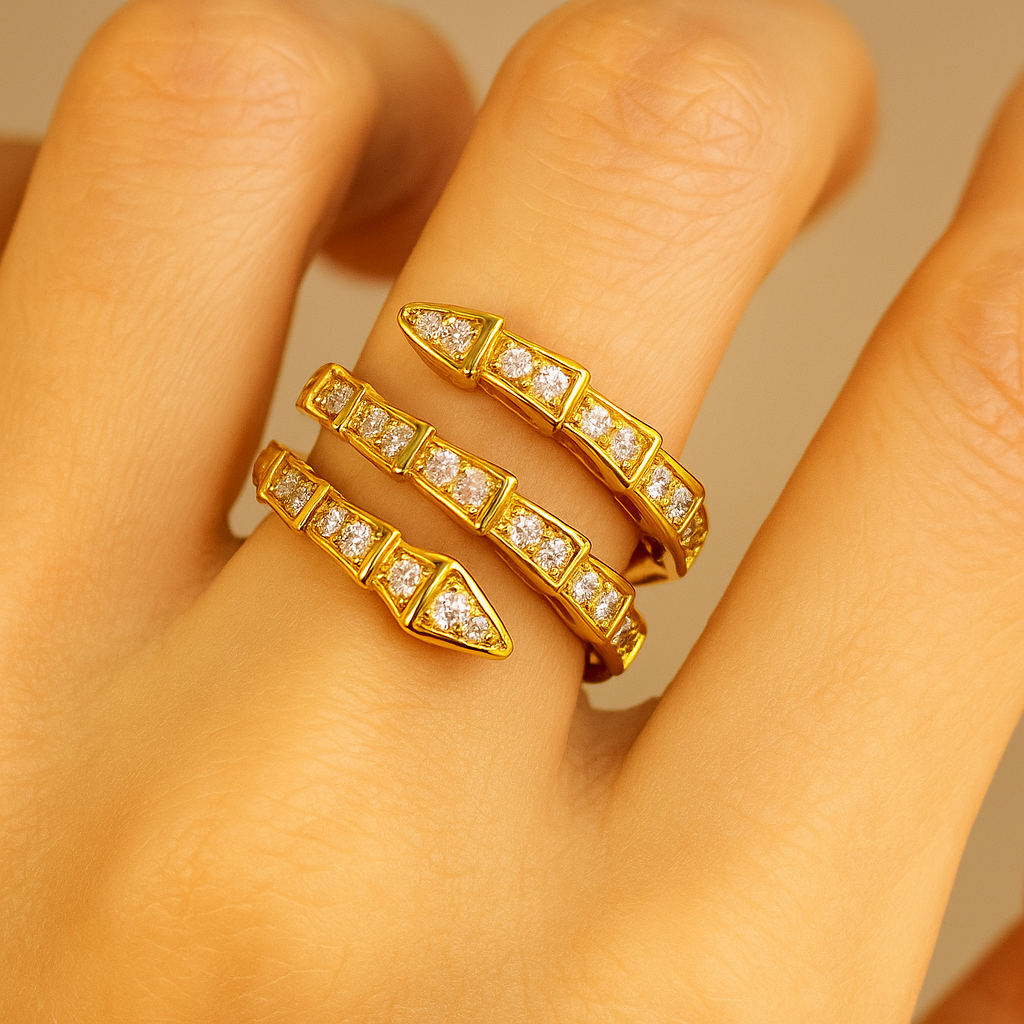 Golden Serpent Ring – Adjustable Luxury Design