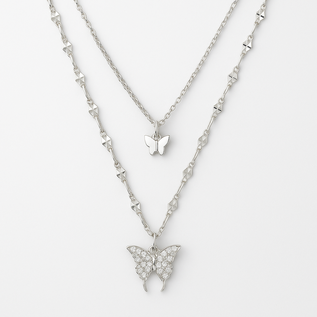 ✨ Elegant Butterfly Necklace – Gold & Silver