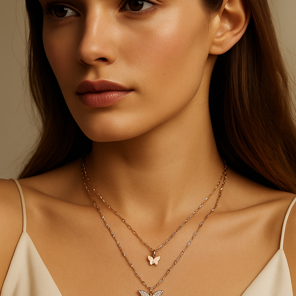 ✨ Elegant Butterfly Necklace – Gold & Silver