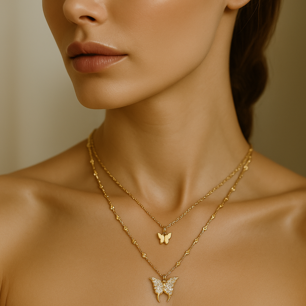 ✨ Elegant Butterfly Necklace – Gold & Silver