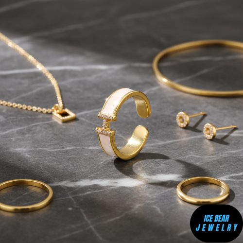 The Elegant White H Ring